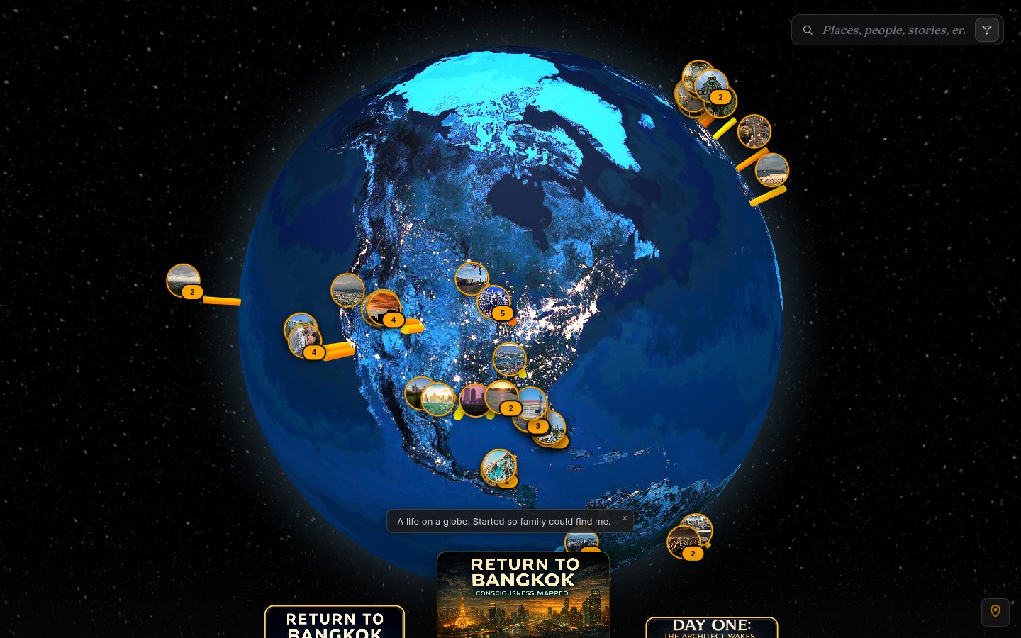 Where is Paul globe turned to North America with Chicago and Americas pins