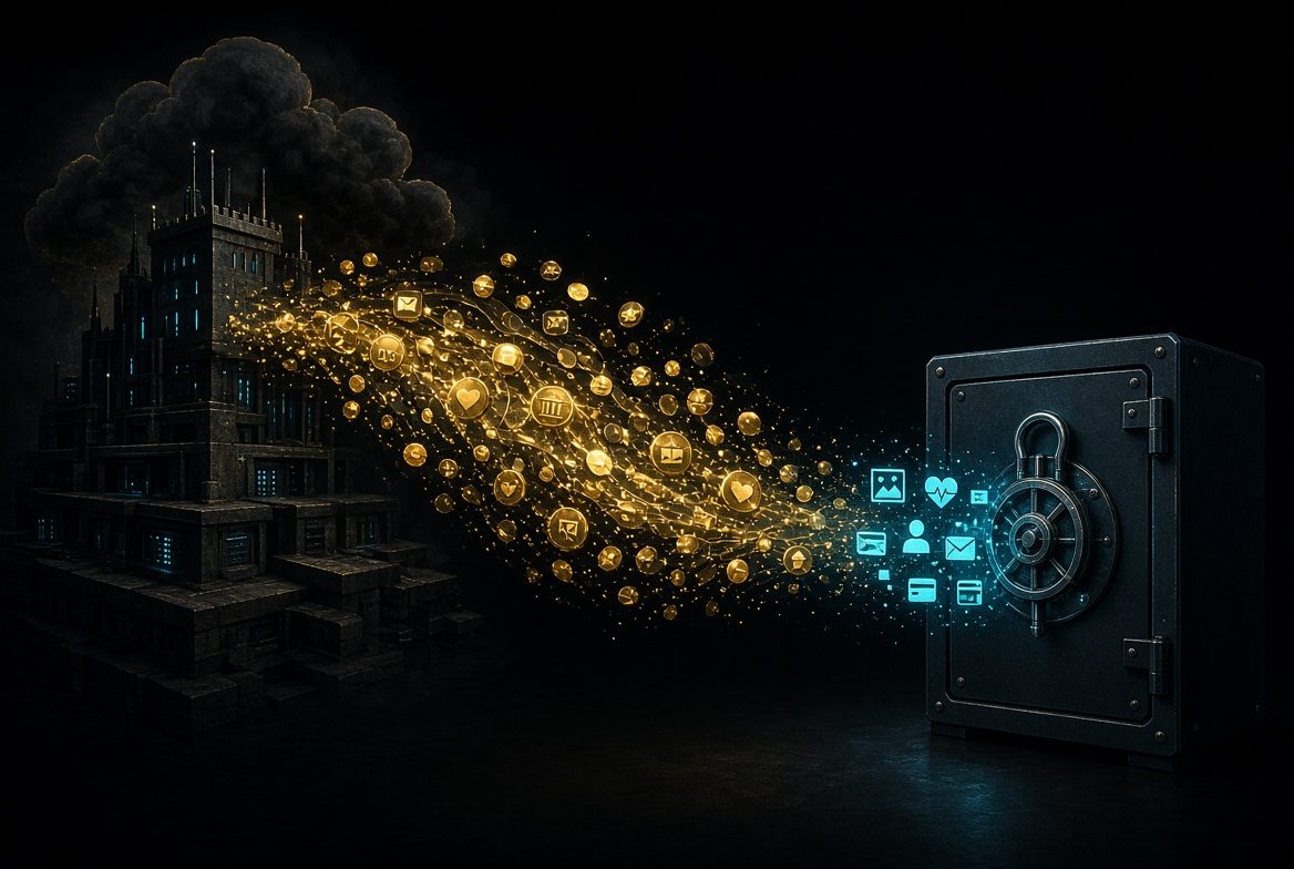 Data flowing as currency into corporate cloud versus local vault