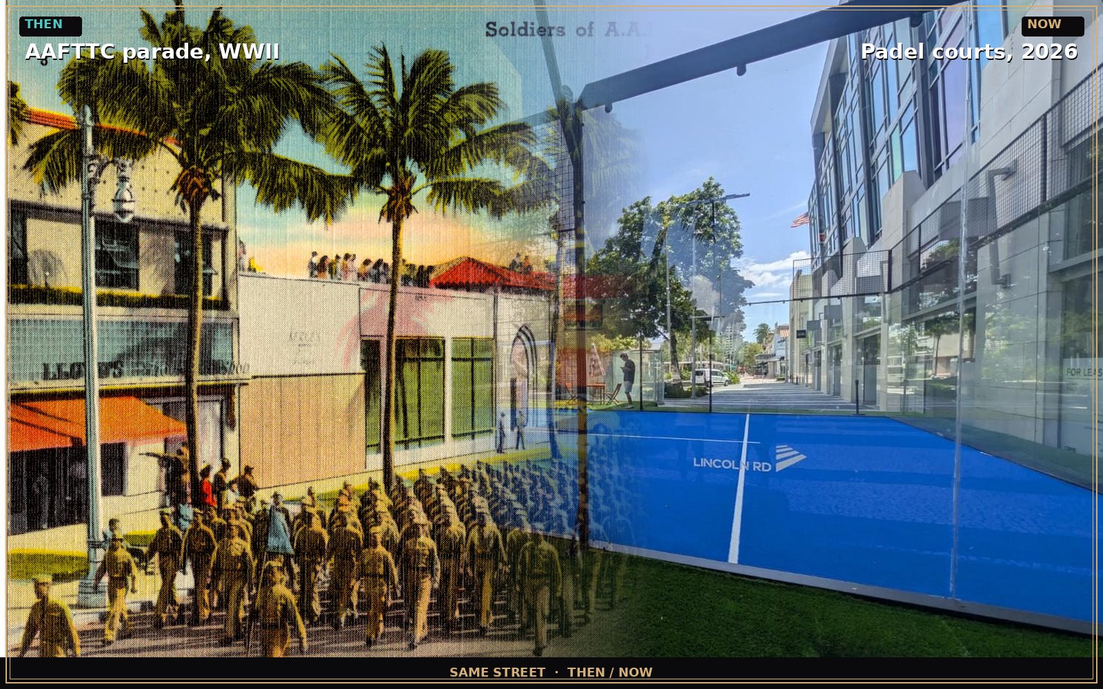 WWII parade on Lincoln blended with 2026 padel courts