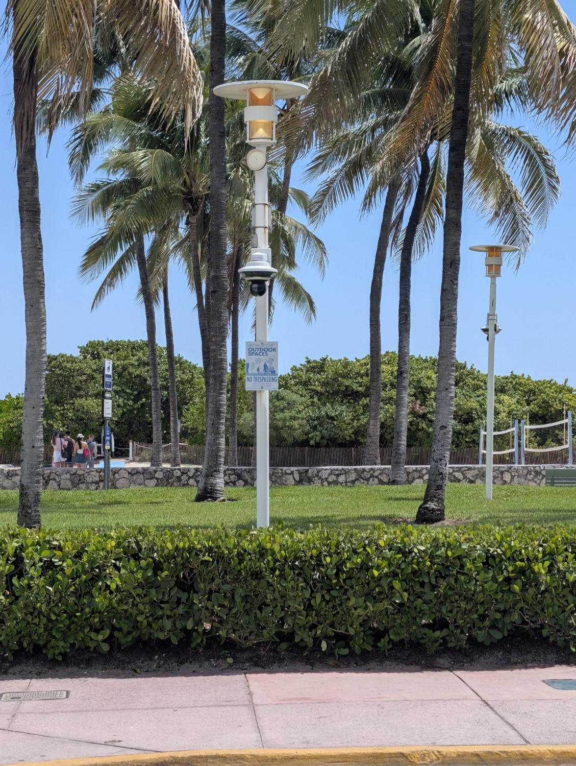 Dome camera on a Lummus Park lamp