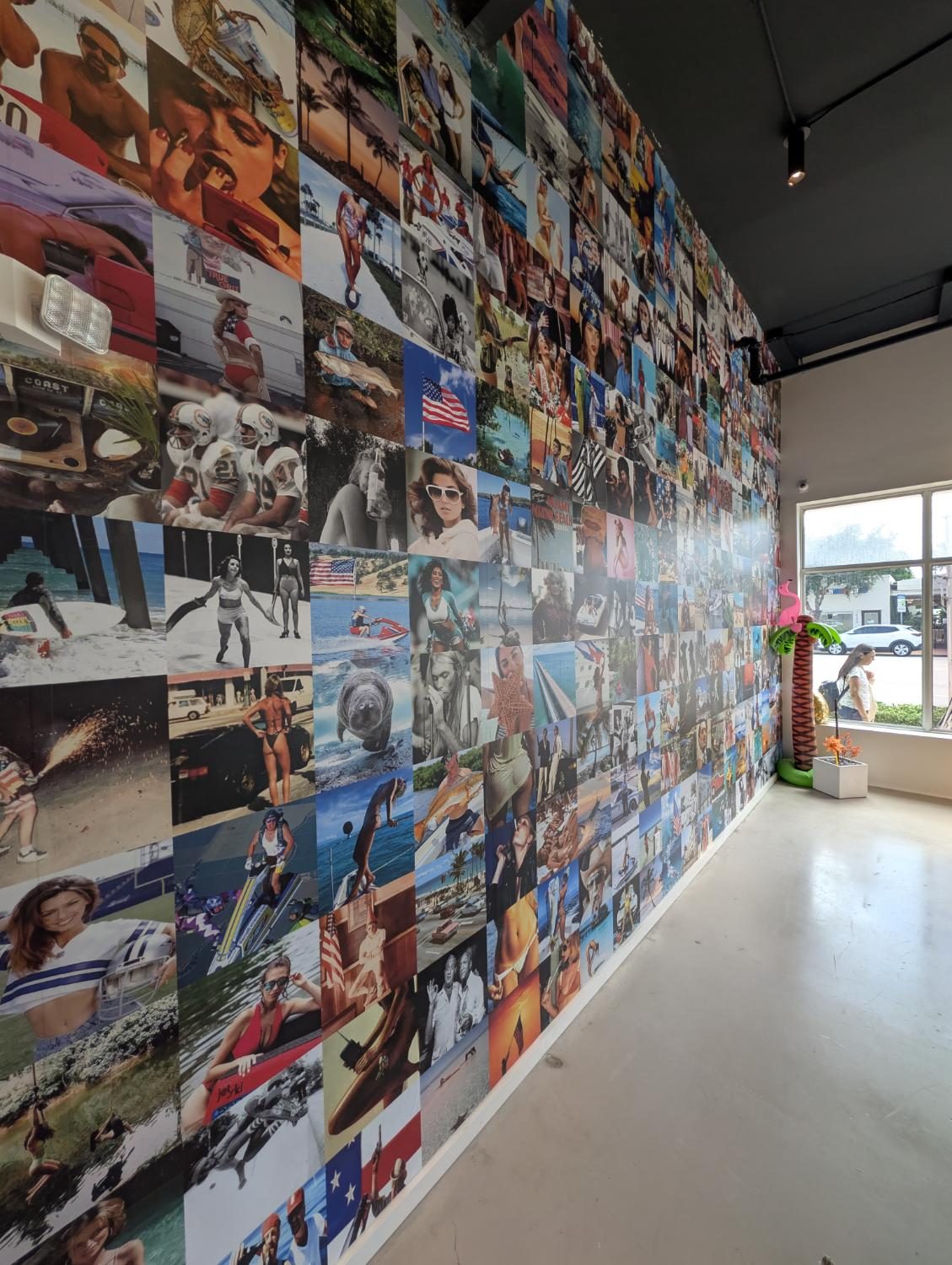 80s Miami photo wall inside Sunburn